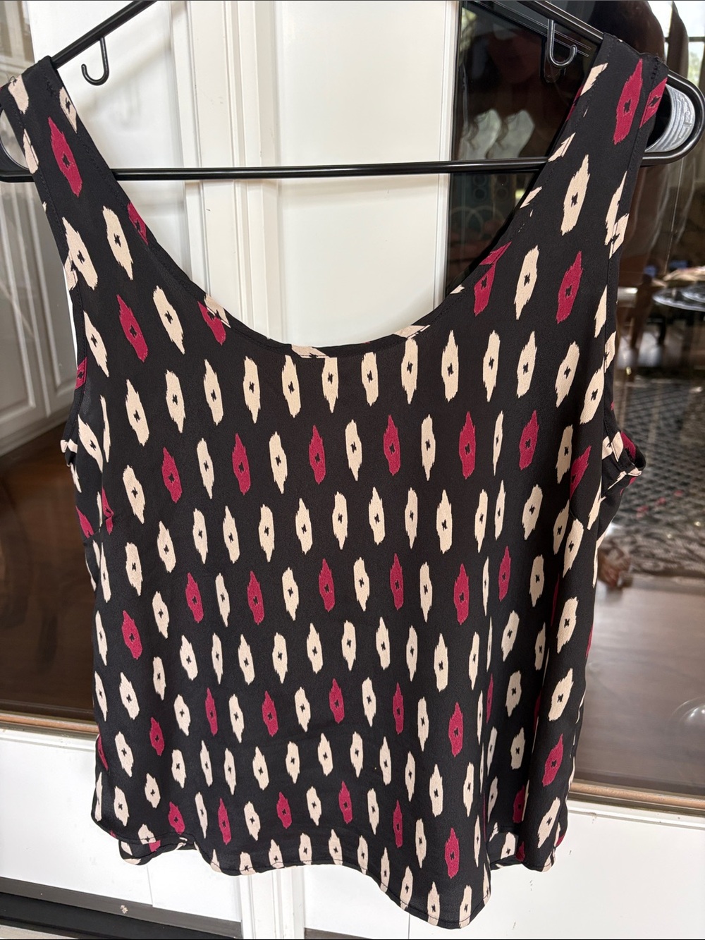 B Jewel Black Top with Pink and Cream Ikat Print w/ Zipper detail
